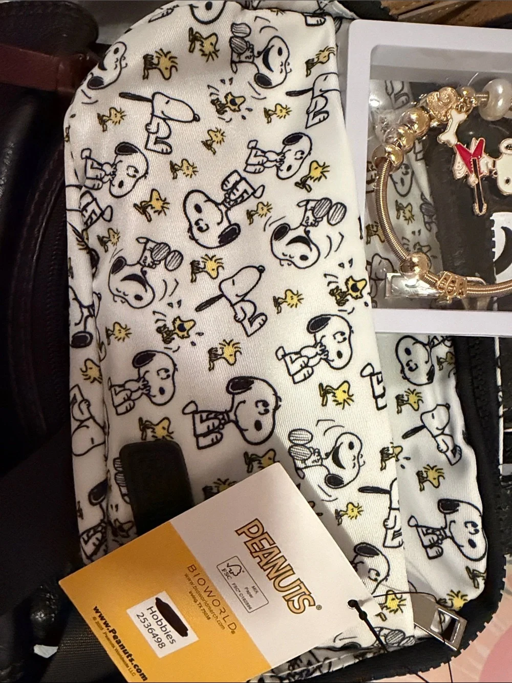 Peanuts Kids Accessories White Snoopy & Woodstock Crossbody w/Snoopy Bracelet